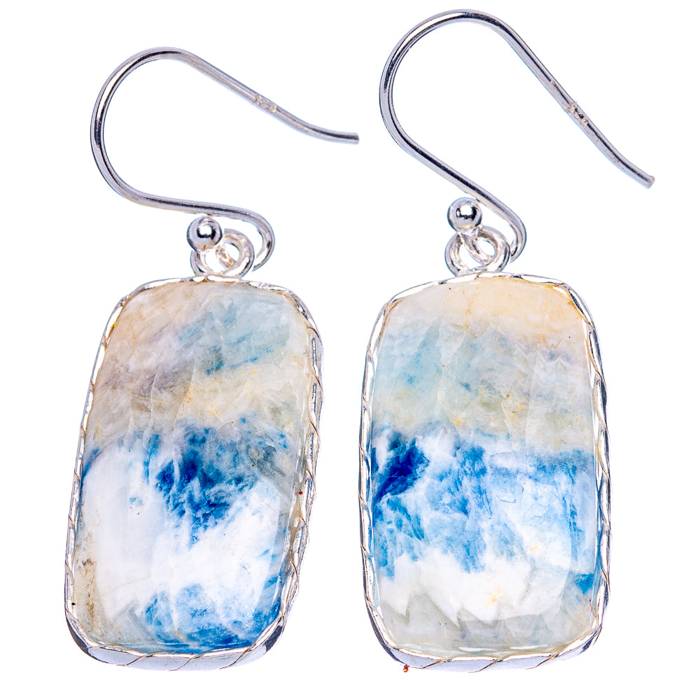 Blue Scheelite Earrings 1 1/2" (925 Sterling Silver) E1918