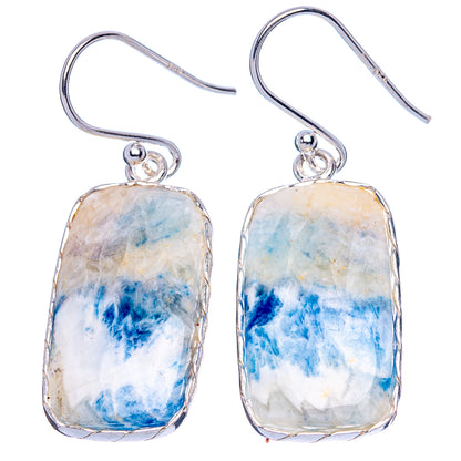 Blue Scheelite Earrings 1 1/2" (925 Sterling Silver) E1918