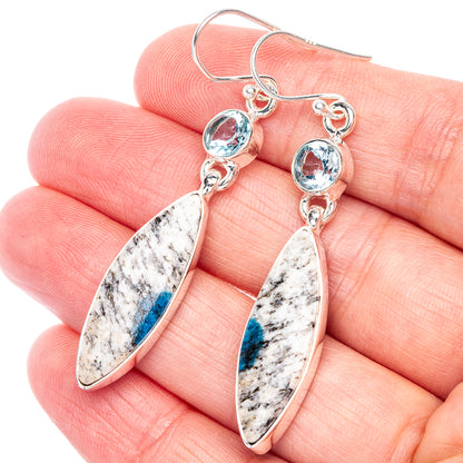K2 Blue Azurite, Blue Topaz Earrings 2 1/8" (925 Sterling Silver) E433094