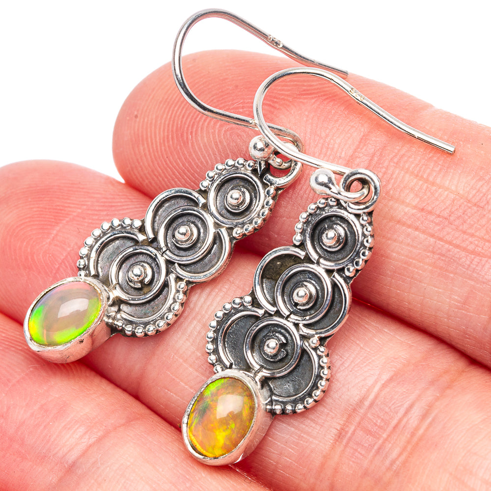 Rare Ethiopian Opal Earrings 1 3/8" (925 Sterling Silver) E433196
