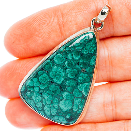 Forest Malachite Pendant 2" (German Silver)
