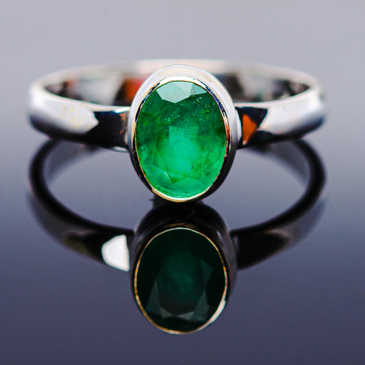 1ct Premium Zambian Emerald Ring Size 8.75 (.925 Sterling Silver)