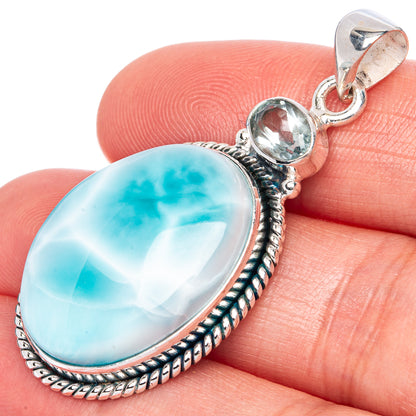 Larimar, Blue Topaz Pendant 1 7/8" (925 Sterling Silver) P41299