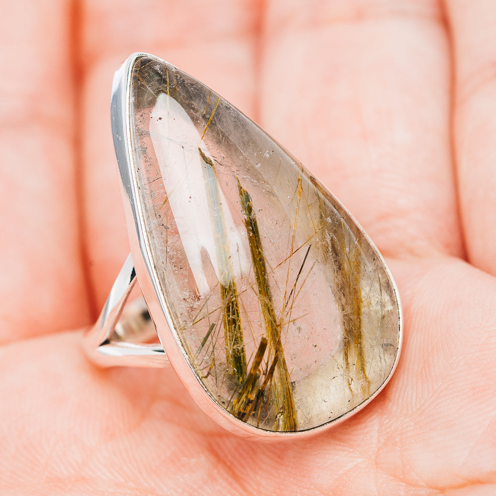 Premium Rutilated Quartz Ring Size 9 (.925 Sterling Silver)