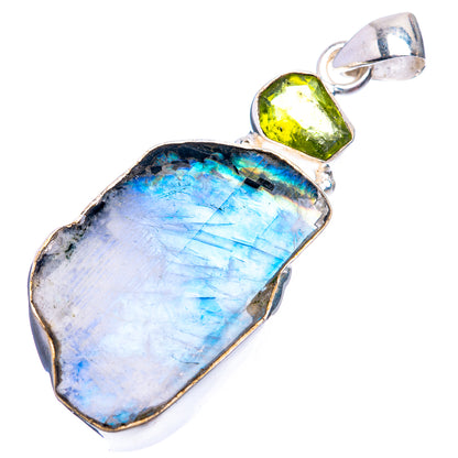 Rainbow Moonstone, Peridot Pendant 2 1/8" (925 Sterling Silver) P38908