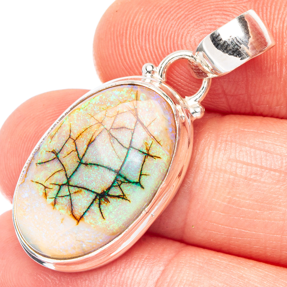 Rare Sterling Opal Pendant 1 3/8" (925 Sterling Silver) P43853
