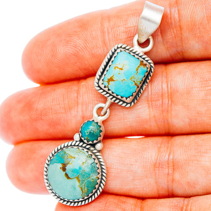 Arizona Turquoise Pendant 2 1/8" (.925 Sterling Silver)