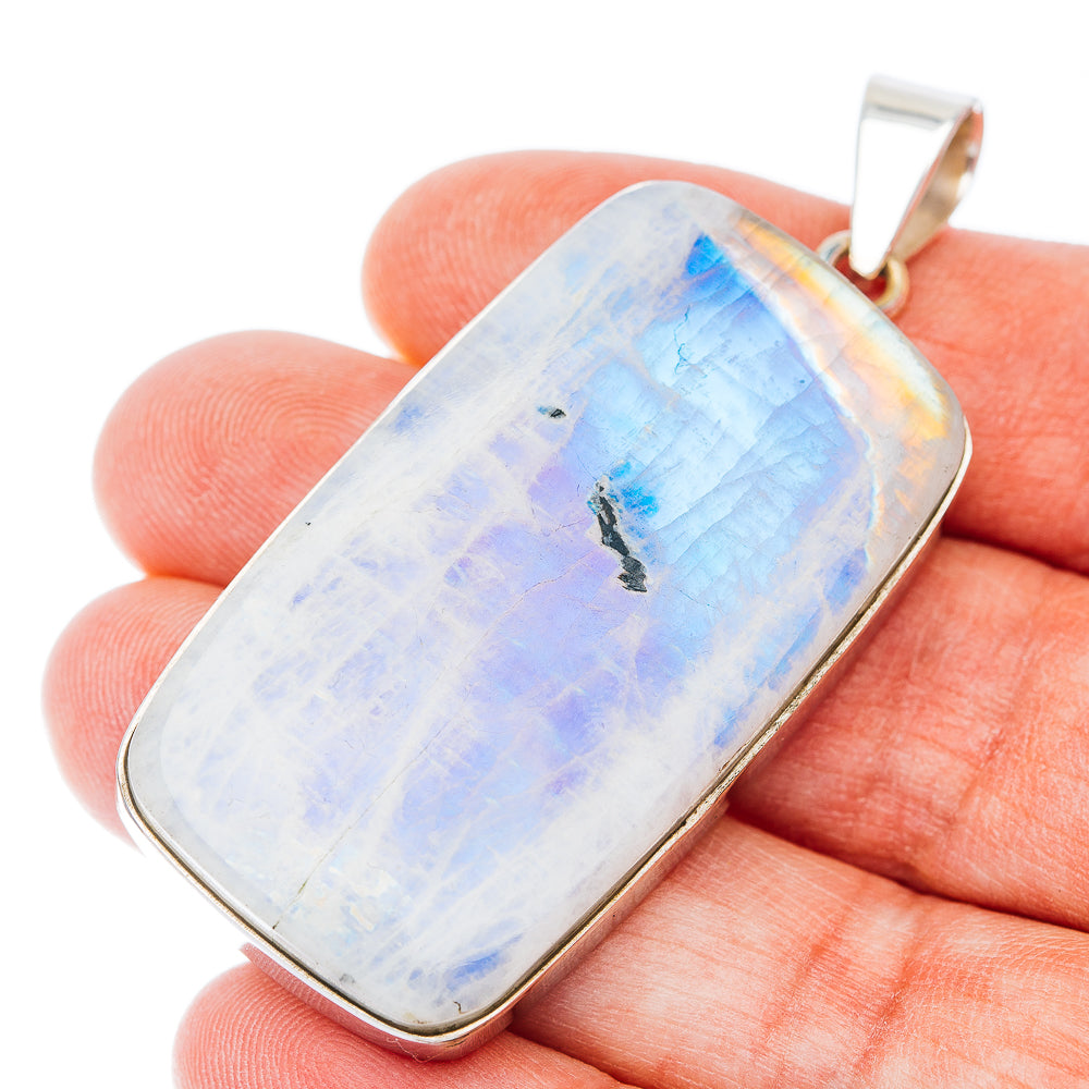 Huge Premium Rainbow Moonstone Pendant 2 1/4" (.925 Sterling Silver)