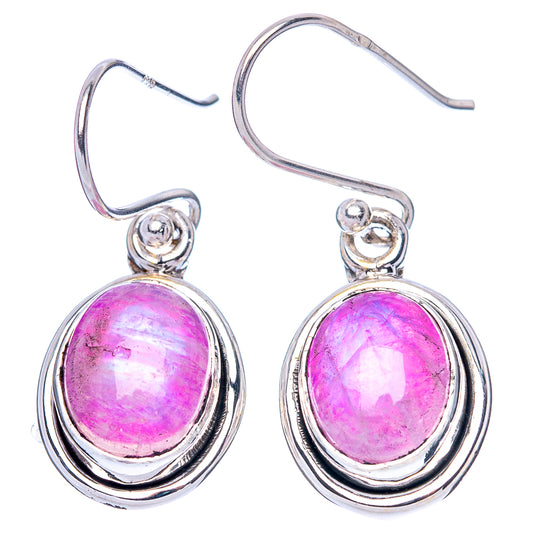 Pink Moonstone Earrings 1 1/8" (925 Sterling Silver) E1378