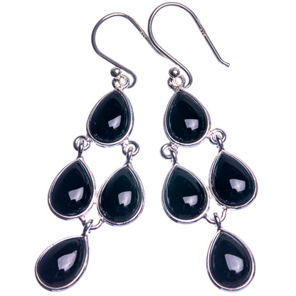 Black Onyx 925 Sterling Silver Earrings 2 1/8"