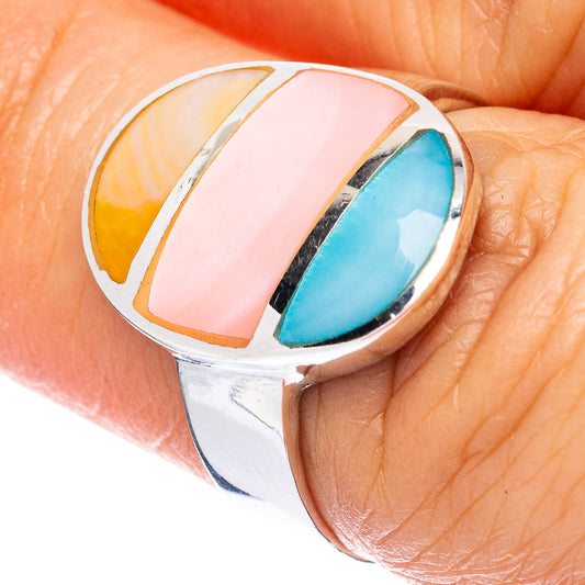 Mother Of Pearl Inlay Ring Size 6.5 (925 Sterling Silver) R2828