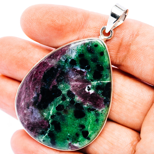 Huge Premium Ruby Zoisite Pendant 2 3/8" (.925 Sterling Silver)
