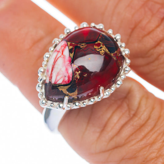 Exclusive Red Dahlia Mohave Turquoise Ring Size 7.25 (.925 Sterling Silver)