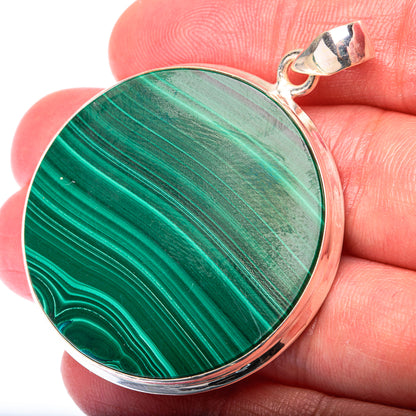 Malachite Coin Pendant 1 7/8" (925 Sterling Silver) PD38526