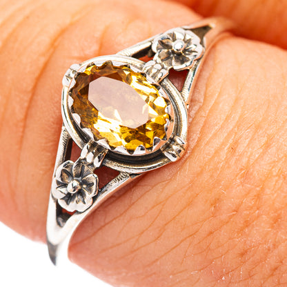 Dainty Citrine Ring Size 7.75 (.925 Sterling Silver)