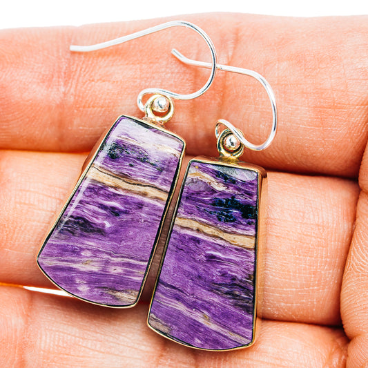 Charoite Earrings 1 1/2" (German Silver)