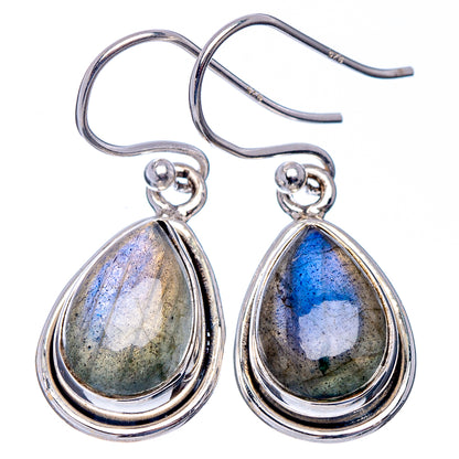 Labradorite Earrings 1 1/8" (.925 Sterling Silver)
