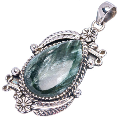 Premium Seraphinite Pendant 2 1/8" (.925 Sterling Silver)