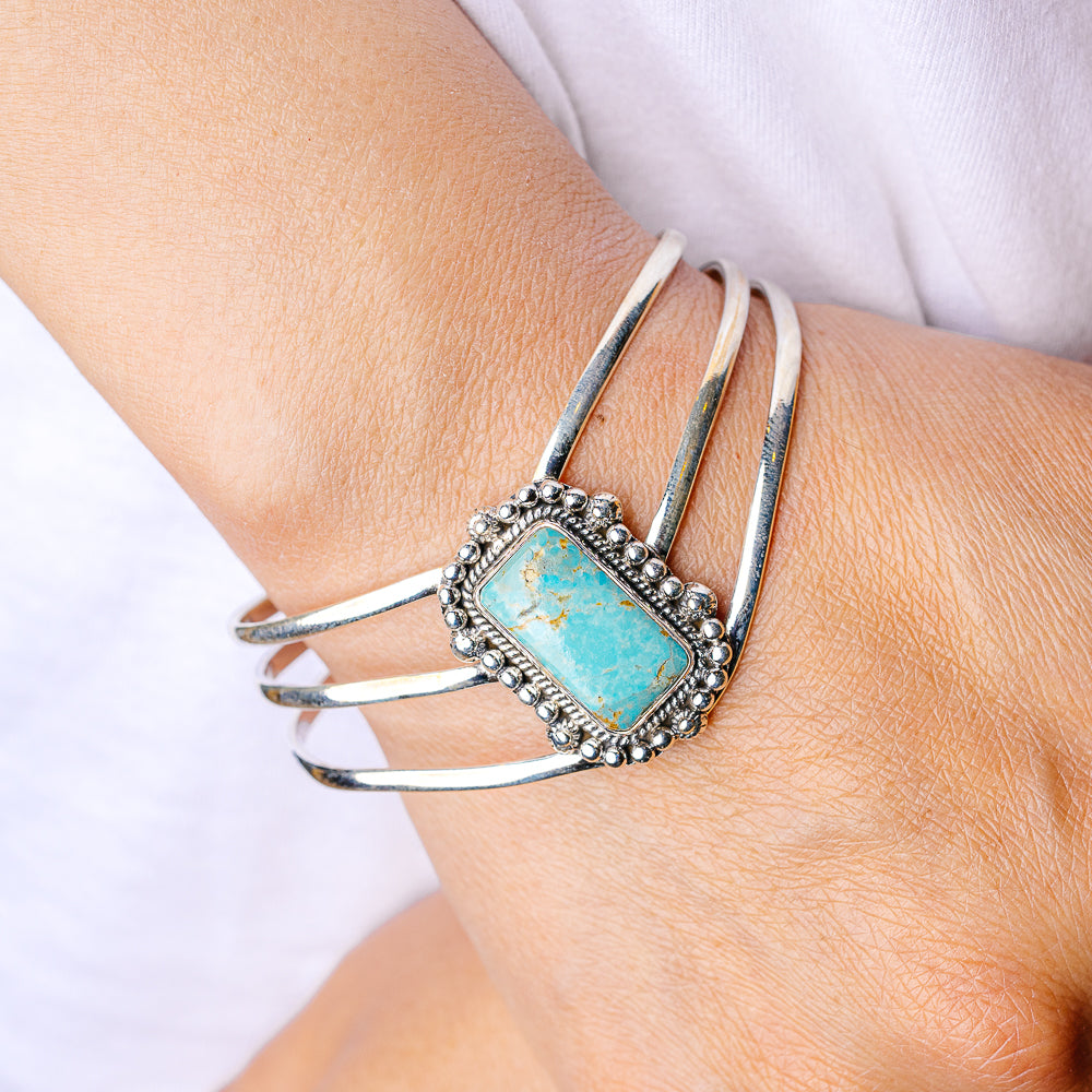 Kingman Turquoise Cuff Adjustable (925 Sterling Silver) B90390