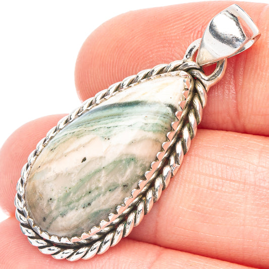 Green Zebra Jasper Pendant 1 1/2" (925 Sterling Silver) P43978
