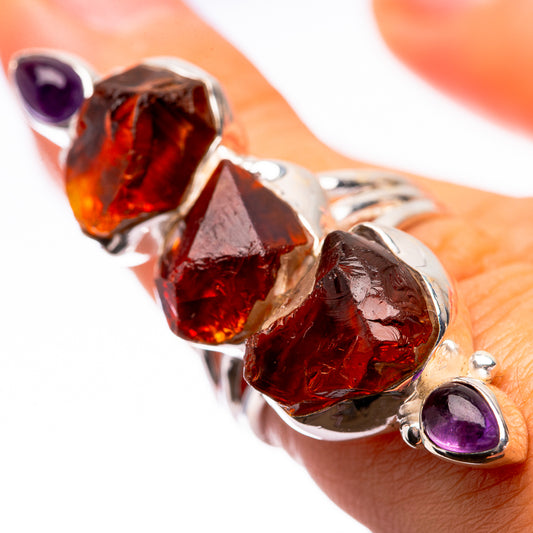 Large Raw Citrine, Amethyst Ring Size 6.5 (925 Sterling Silver) R140648