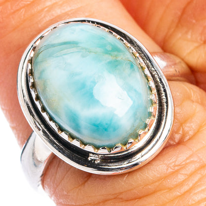 Rare Larimar Ring Size 6.75 (.925 Sterling Silver)