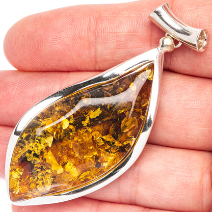 Ana Silver Co Baltic Amber Pendant 2 1/2" (925 Sterlnig Silver)