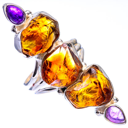 Large Raw Citrine, Amethyst Ring Size 6.5 (925 Sterling Silver) R140648