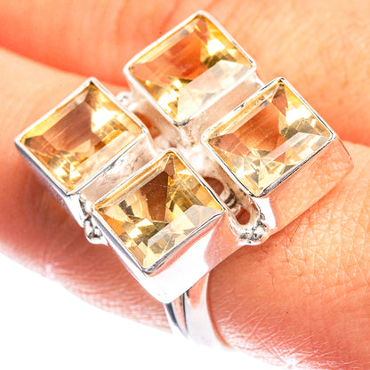 Large Faceted Citrine 925 Sterling Silver Ring Size 8.25