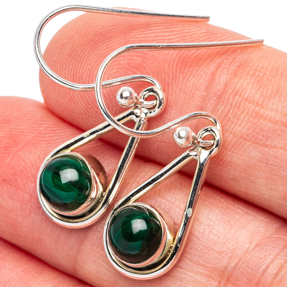 Malachite Earrings 1 1/4" (925 Sterling Silver) E3007