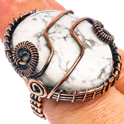 Howlite Wire Wrap Ring Size 6.25 (Oxidized Copper)