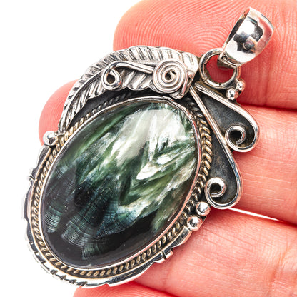 Premium Seraphinite Pendant 1 7/8" (.925 Sterling Silver)