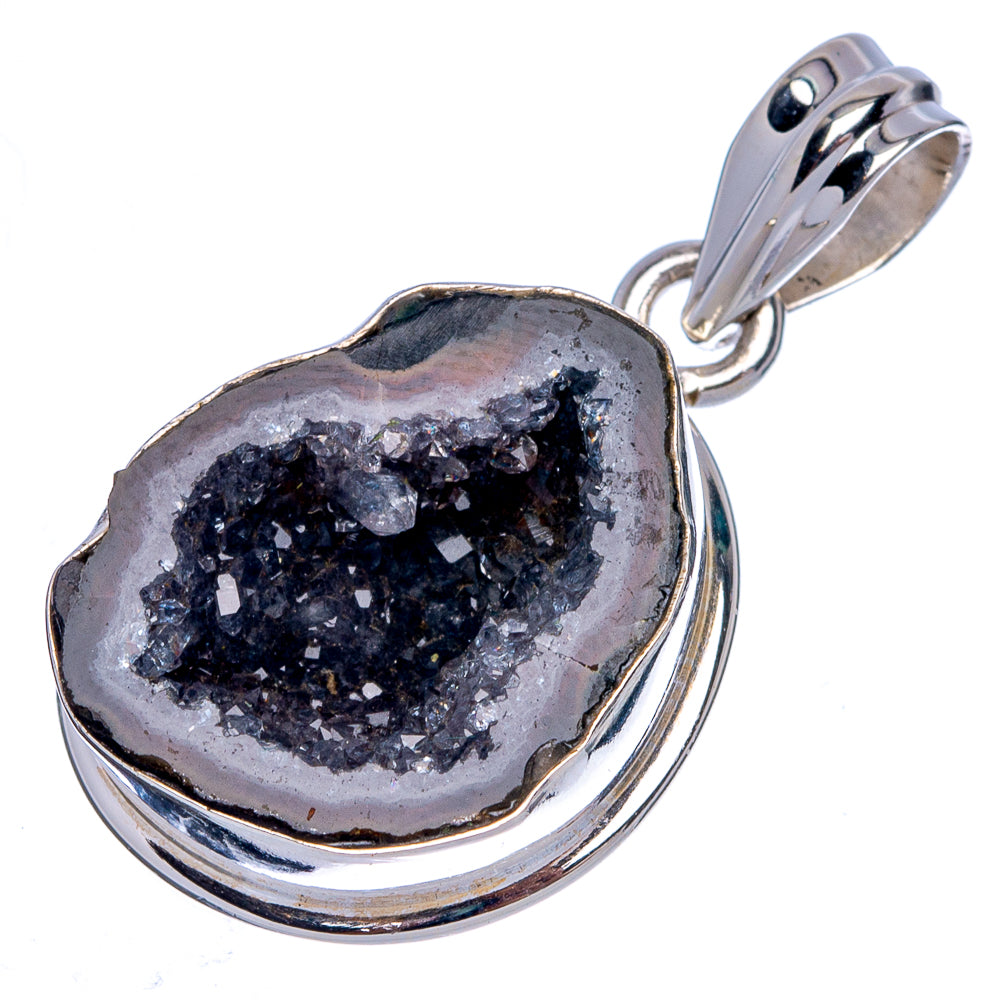 Black Geode Pendant 1 1/4" (925 Sterling Silver) P40450