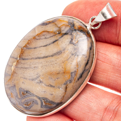 Mushroom Rhyolite Pendant 2 1/8" (Silver Plated)