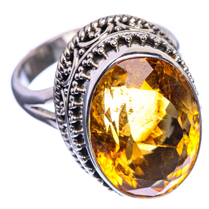 Faceted Citrine 925 Sterling Silver Ring Size 7