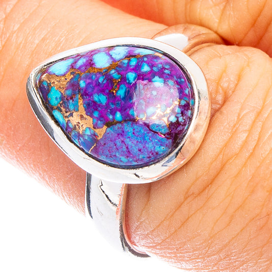 Purple Copper Composite Turquoise Ring Size 7.5 (925 Sterling Silver) R6692