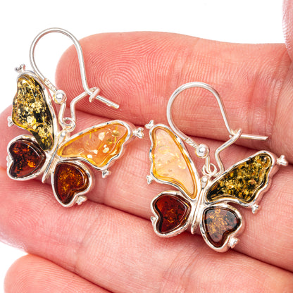 Baltic Amber Butterfly Earrings 1 1/8" (925 Sterling Silver) E433122