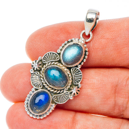 Labradorite Pendant 1 3/4" (.925 Sterling Silver)
