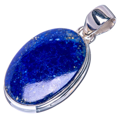 Lapis lazuli oval pendant with 925 sterling silver frame and bail