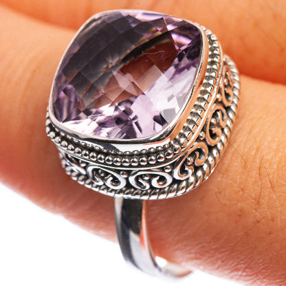 Faceted Pink Amethyst 925 Sterling Silver Ring Size 9.75