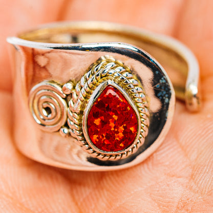 Synthetic Opal Ring Size 7 Adjustable (.925 Sterling Silver)