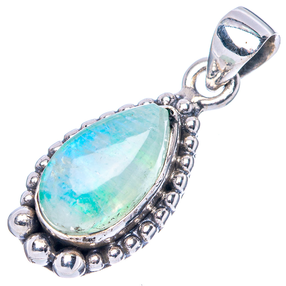 Green Moonstone Pendant 1 1/8" (925 Sterling Silver) P42483