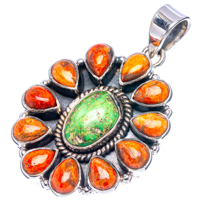 Rare Palomino Turquoise Native Style Pendant 1 5/8" (.925 Sterling Silver)