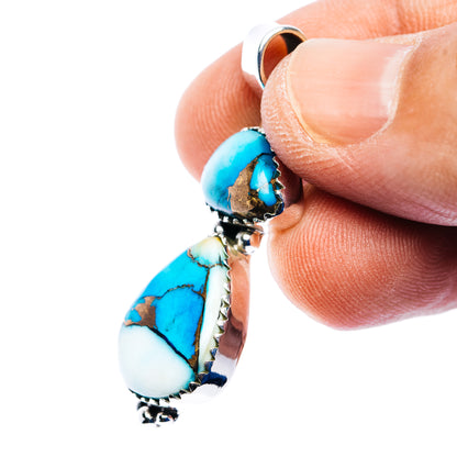 Ice Blue Dahlia Turquoise Pendant 1 5/8" (.925 Sterling Silver)