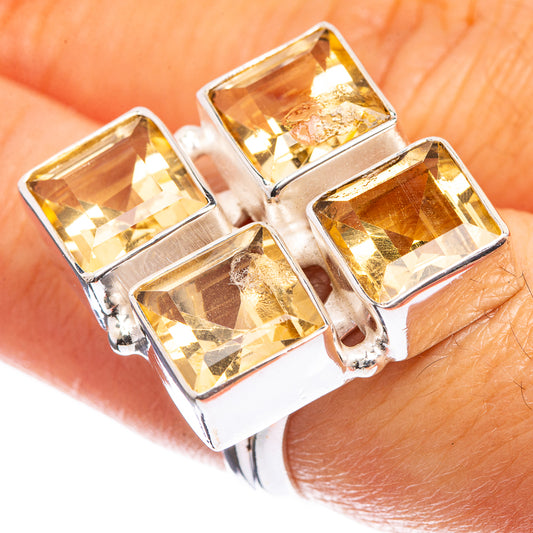 Large Faceted Citrine 925 Sterling Silver Ring Size 7