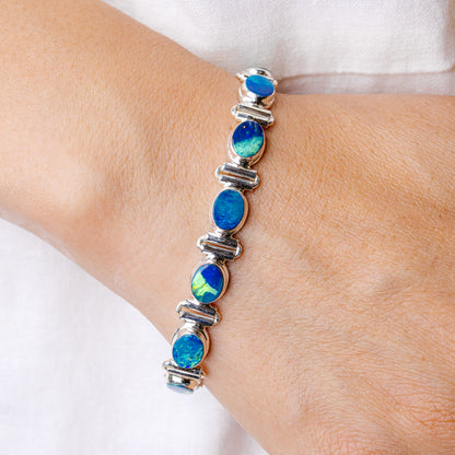 Doublet Opal Bracelet 6 To 8" (925 Sterling Silver) B90411