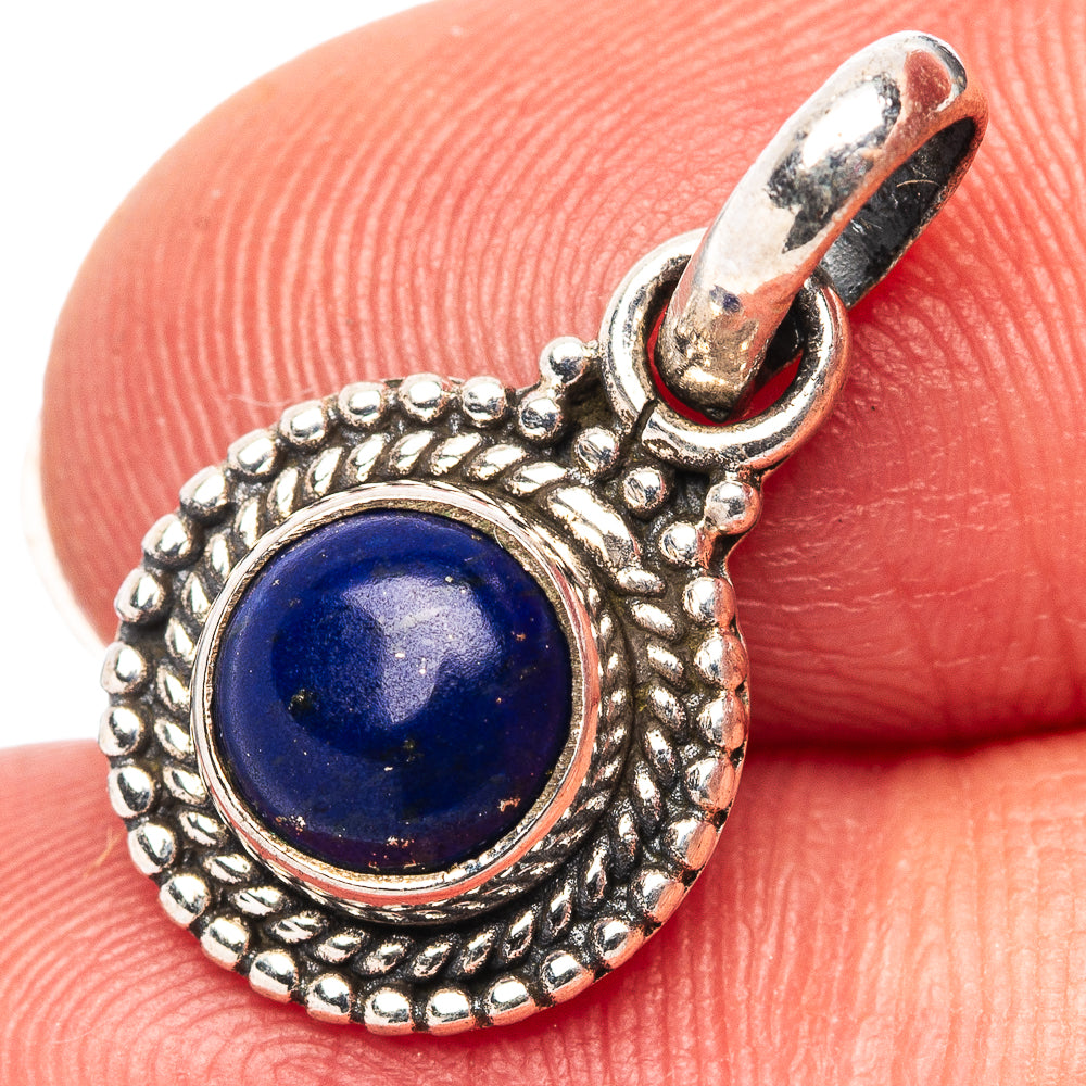 Dainty Lapis Lazuli Pendant 7/8" (.925 Sterling Silver)