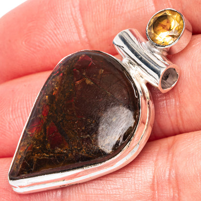 Rare Ammolite, Citrine Pendant 1 5/8" (925 Sterling Silver) P41746