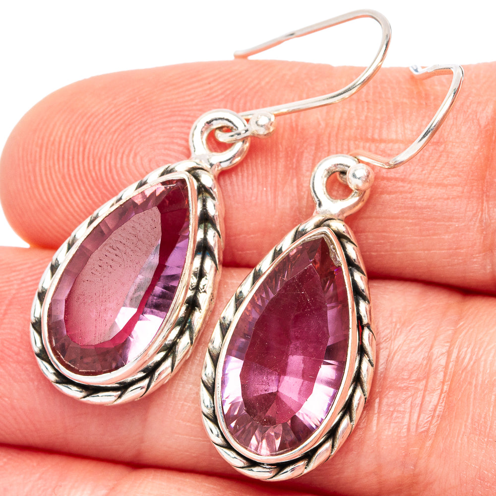 Faceted lab alexandrite teardrop earrings in 925 sterling silver