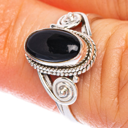 Black Onyx Dainty Ring Size 5 (925 Sterling Silver) R1028